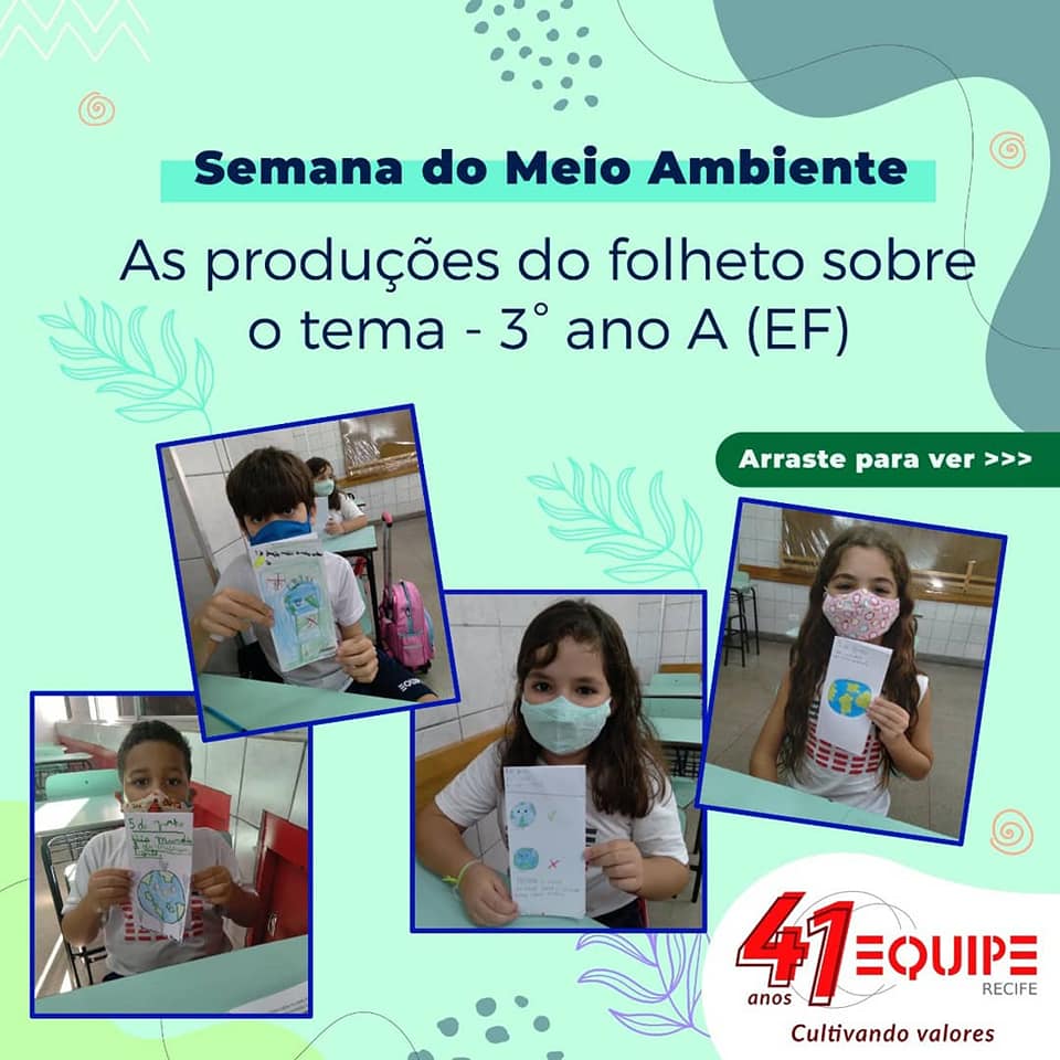 Semana do Meio Ambiente - criação de folheto - 3º ano A - Ensino Fundamental Anos Iniciais