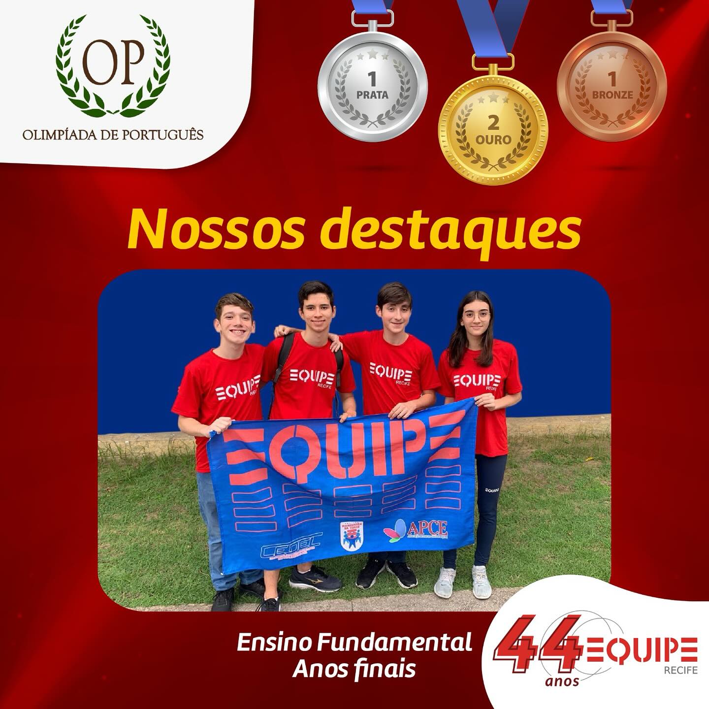 Olimpíadas de Português. Nossos destaques. Ensino Fundamental - Anos finais.