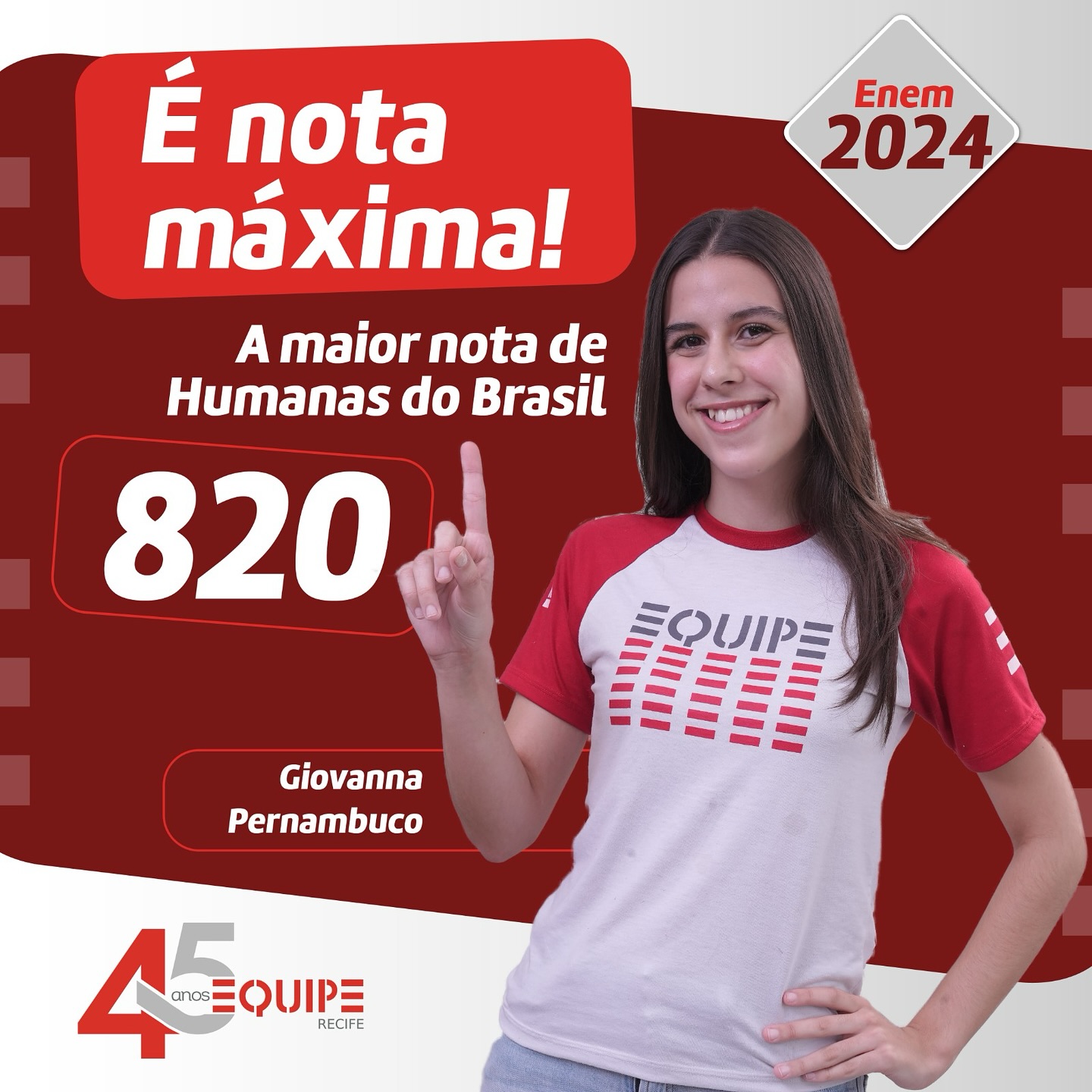 É nota máxima! a maior nota de Humanas no Brasil.