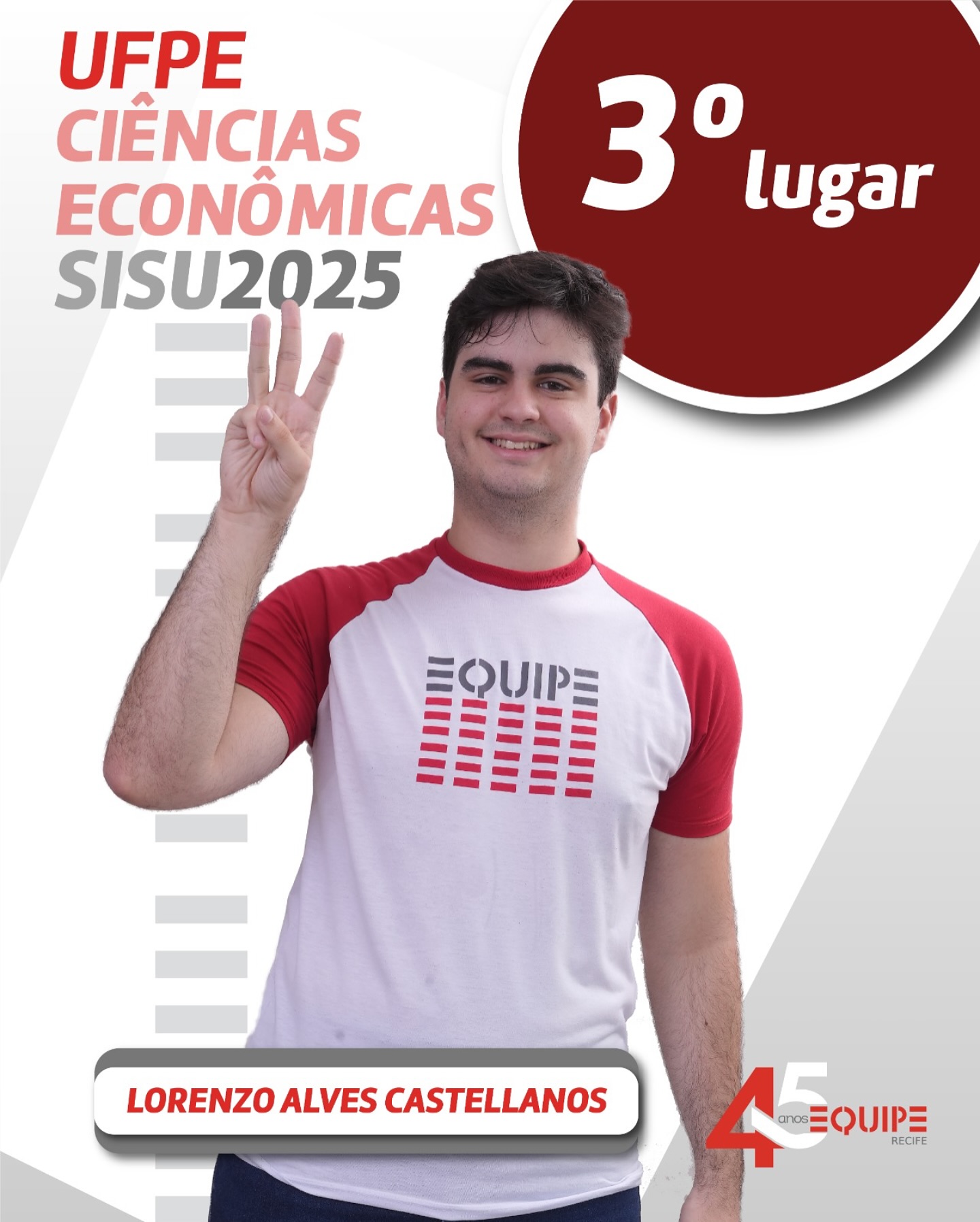 UFPE - Ciências Econômicas - SISU 2025 - 3º lugar. Lorenzo Alves Castellanos.