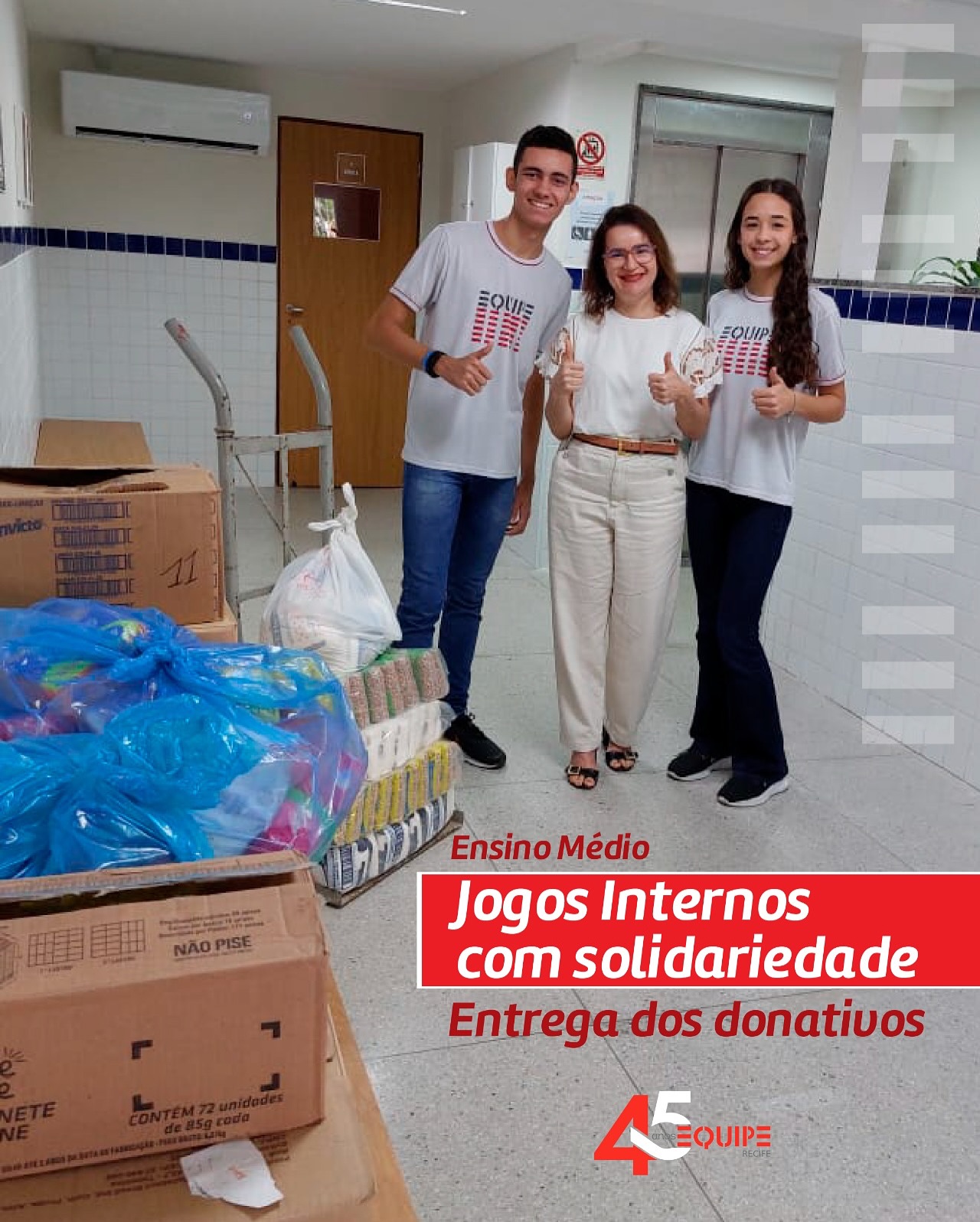 Jogos Internos com Solidariedade - Entrega dos donativos.
