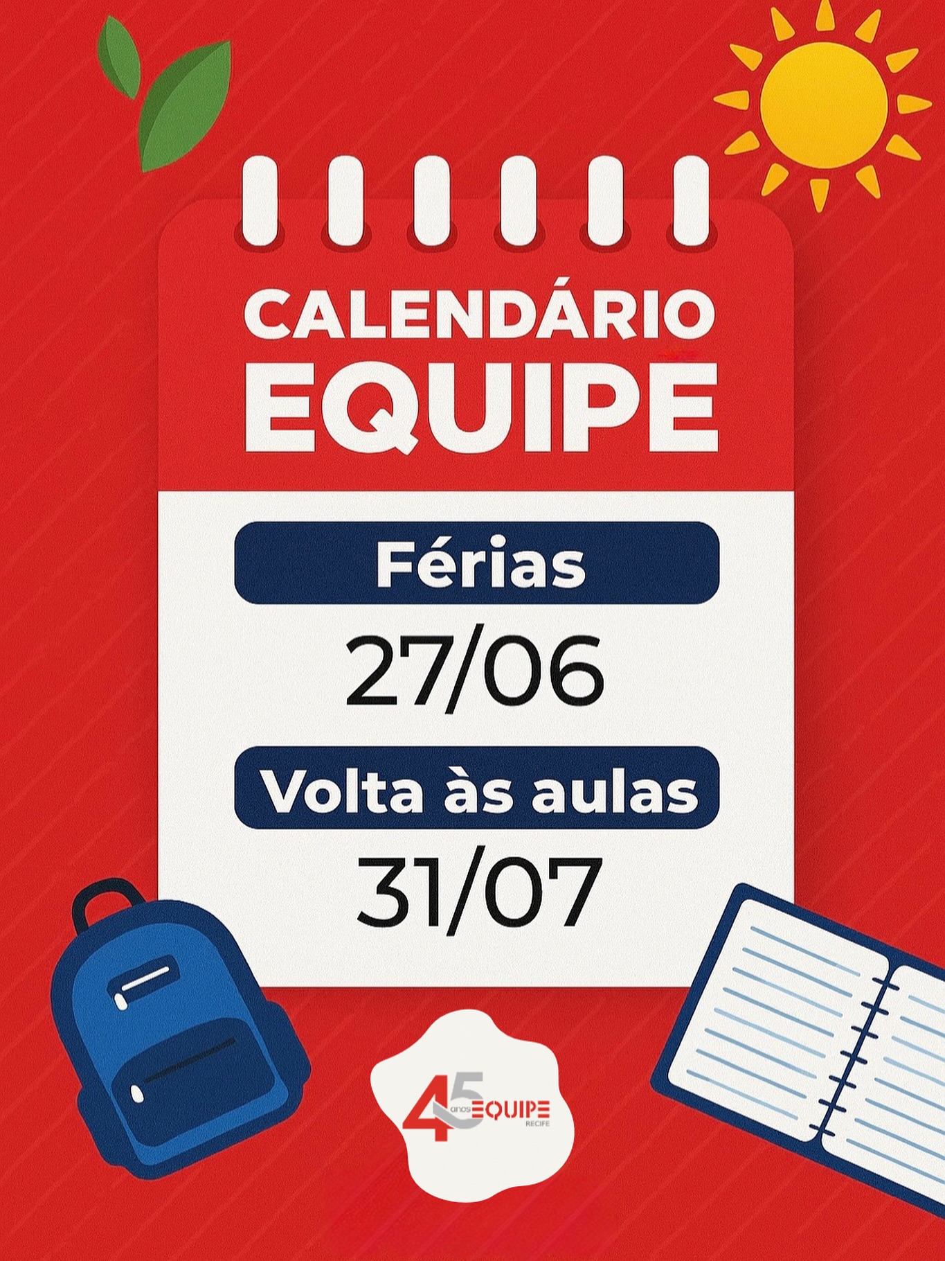 Calendário Equipe